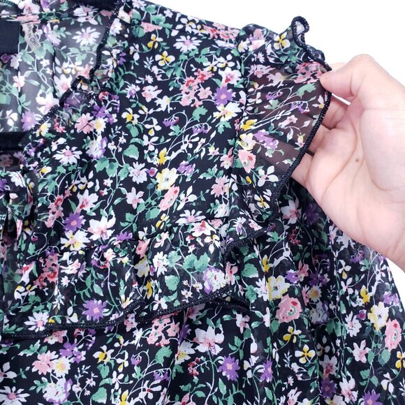 Vici Mini Dress Size S Multicolor Floral Long Sleeve Boho Festival Ruffle - Picture 11 of 16